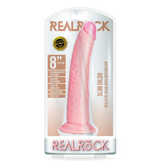 Slim Realistic Dildo Without Balls With Suction Cup 8'' Flesh