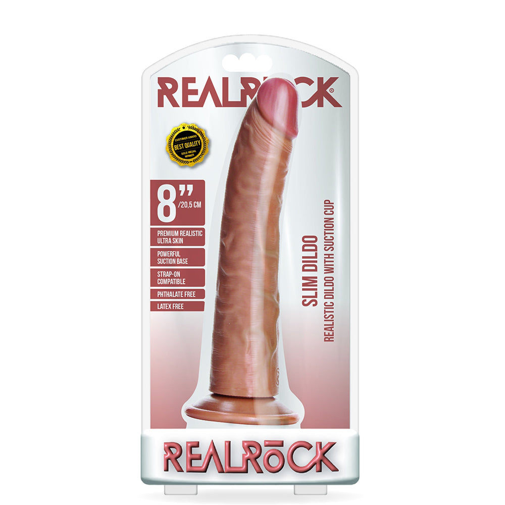 Slim Realistic Dildo Without Balls With Suction Cup 8''
