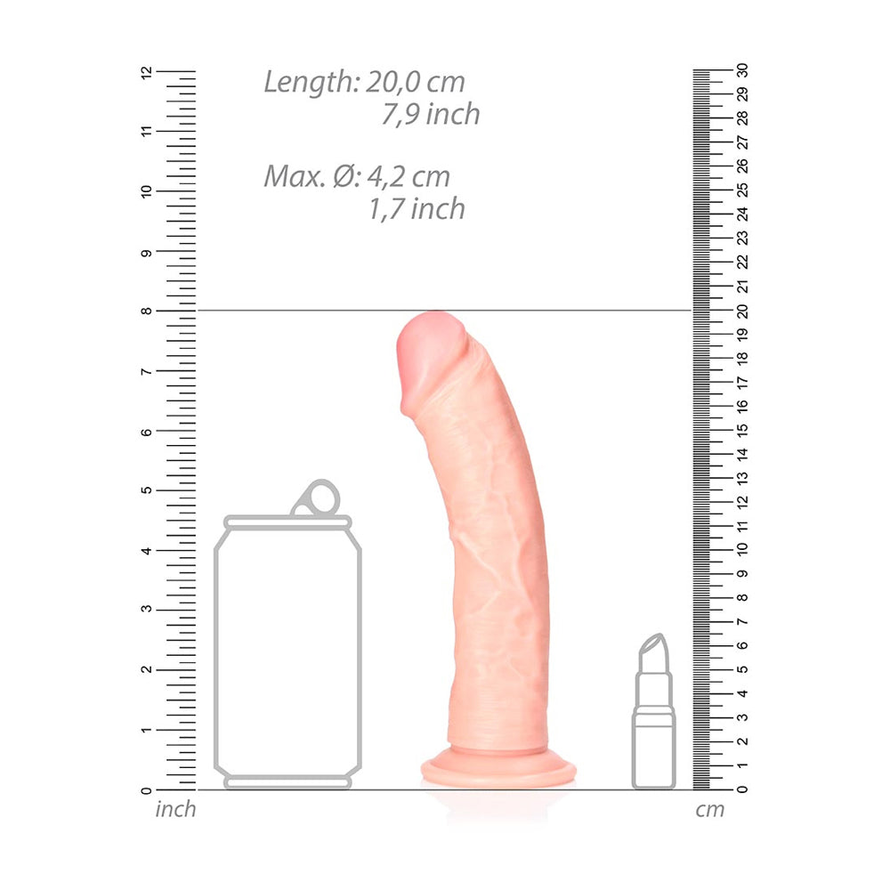 Curved Realistic Dildo Without Balls With Suction Cup 7'' Flesh