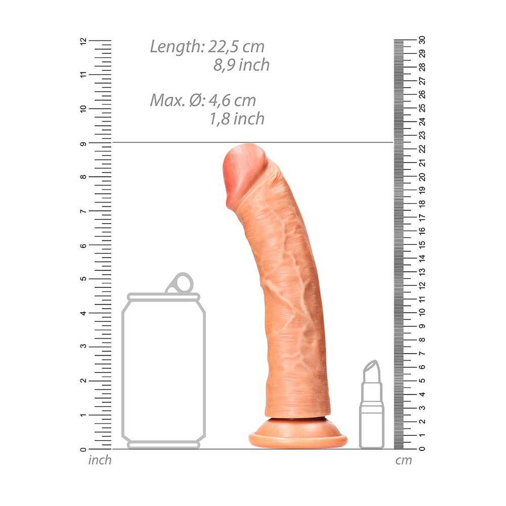 Curved Realistic Dildo Without Balls With Suction Cup 8'' Tan