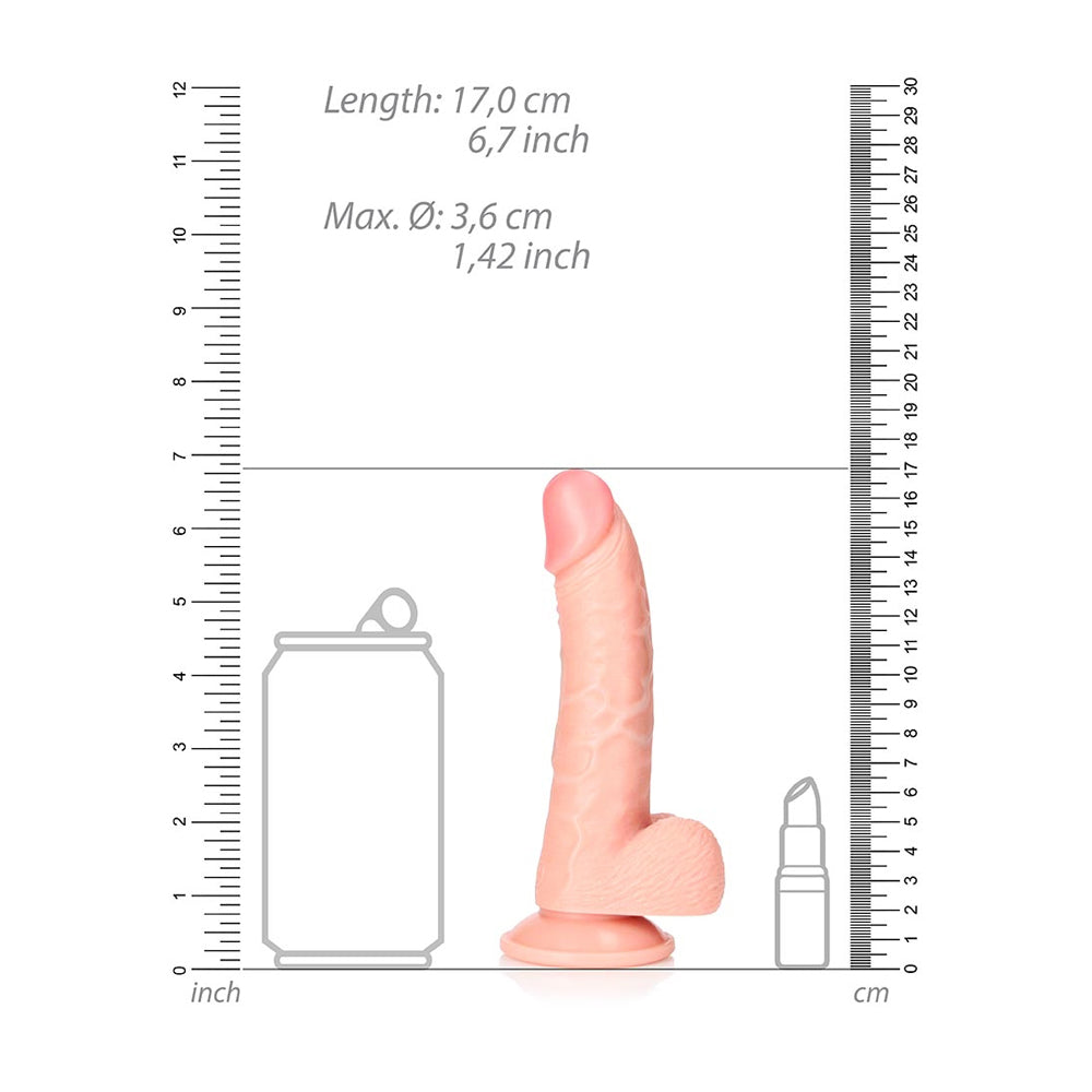 Curved Realistic Dildo With Balls And Suction Cup 6'' Flesh