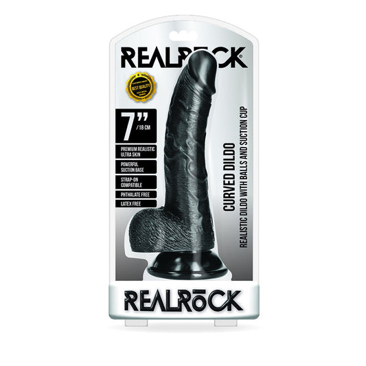 Curved Realistic Dildo With Balls And Suction Cup 7''