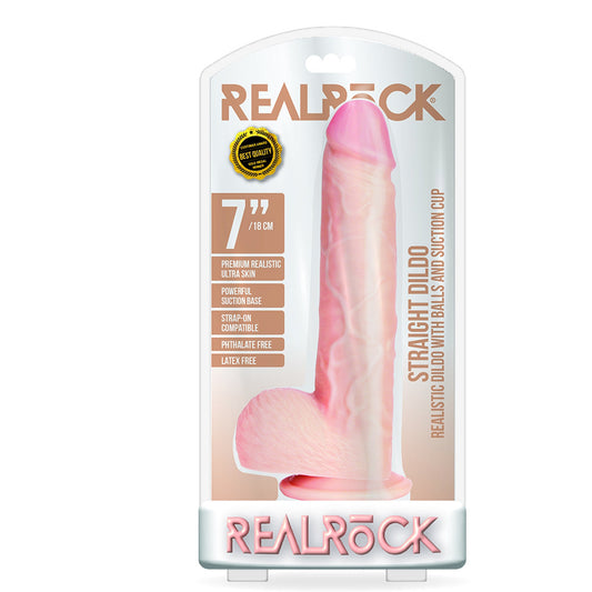 Straight Realistic Dildo With Balls And Suction Cup 7'' Flesh