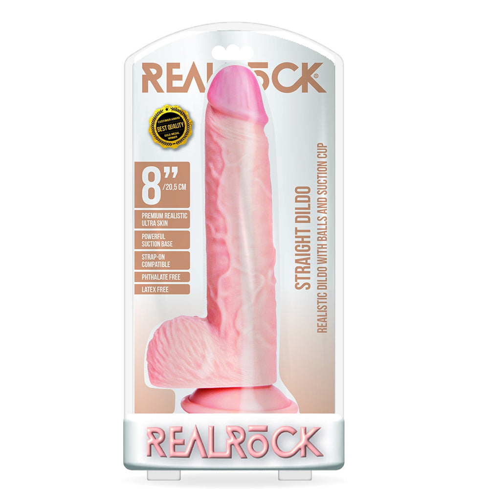 Straight Realistic Dildo With Balls And Suction Cup 8'' Flesh