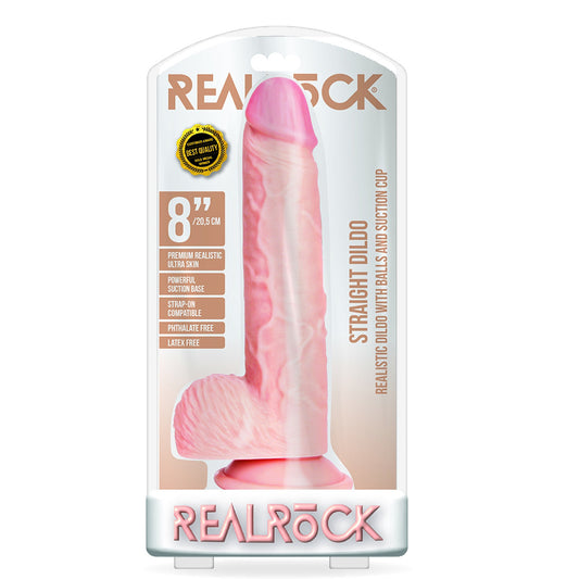 Straight Realistic Dildo With Balls And Suction Cup 8'' Flesh