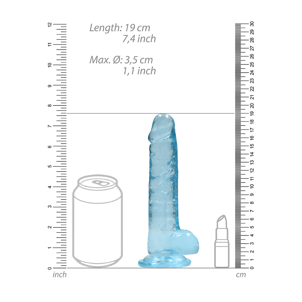 Realistic Dildo With Balls 7" Blue