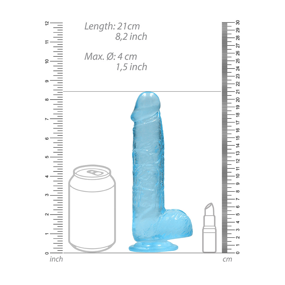 Realistic Dildo With Balls 8" Blue