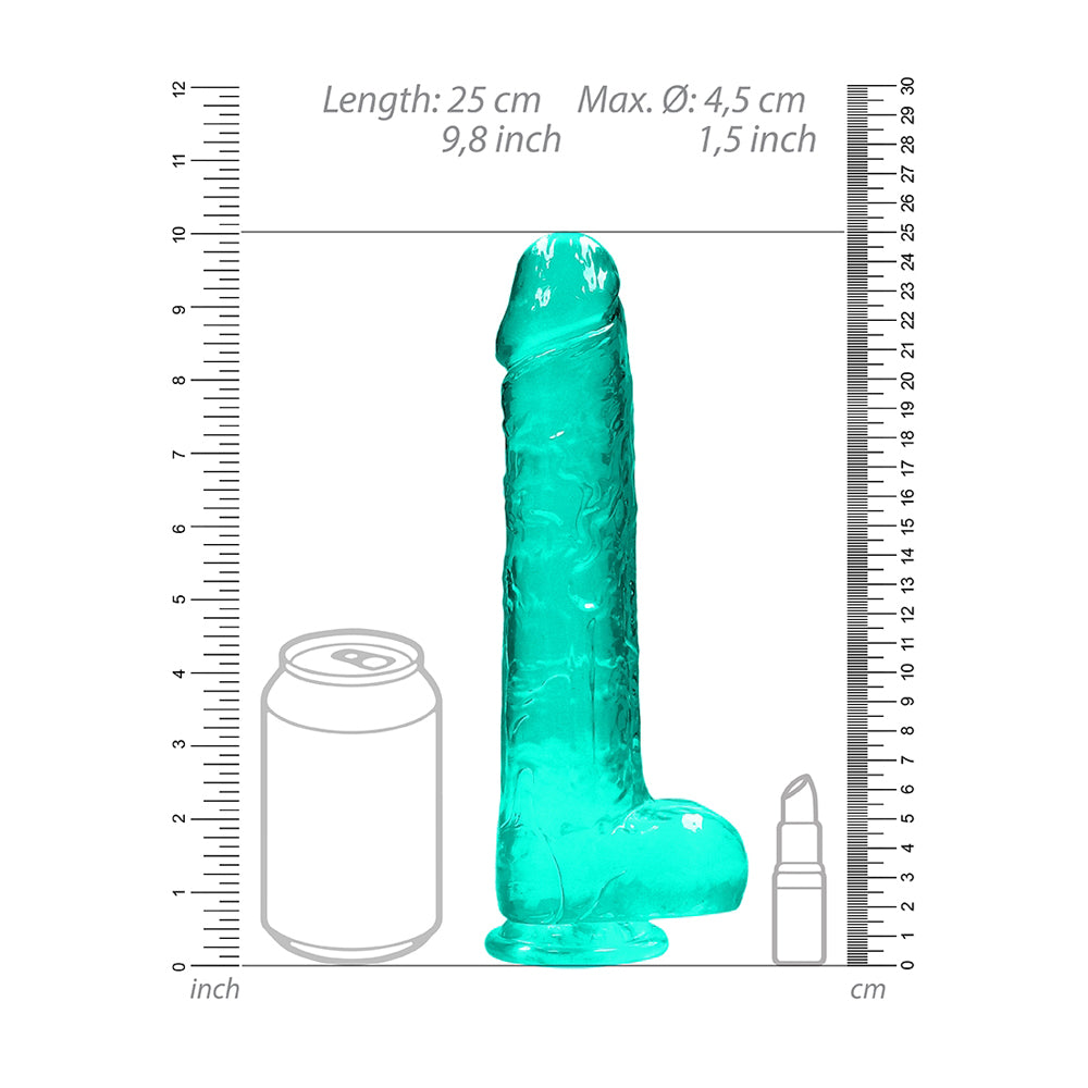 Realistic Dildo With Balls 9" Turquoise