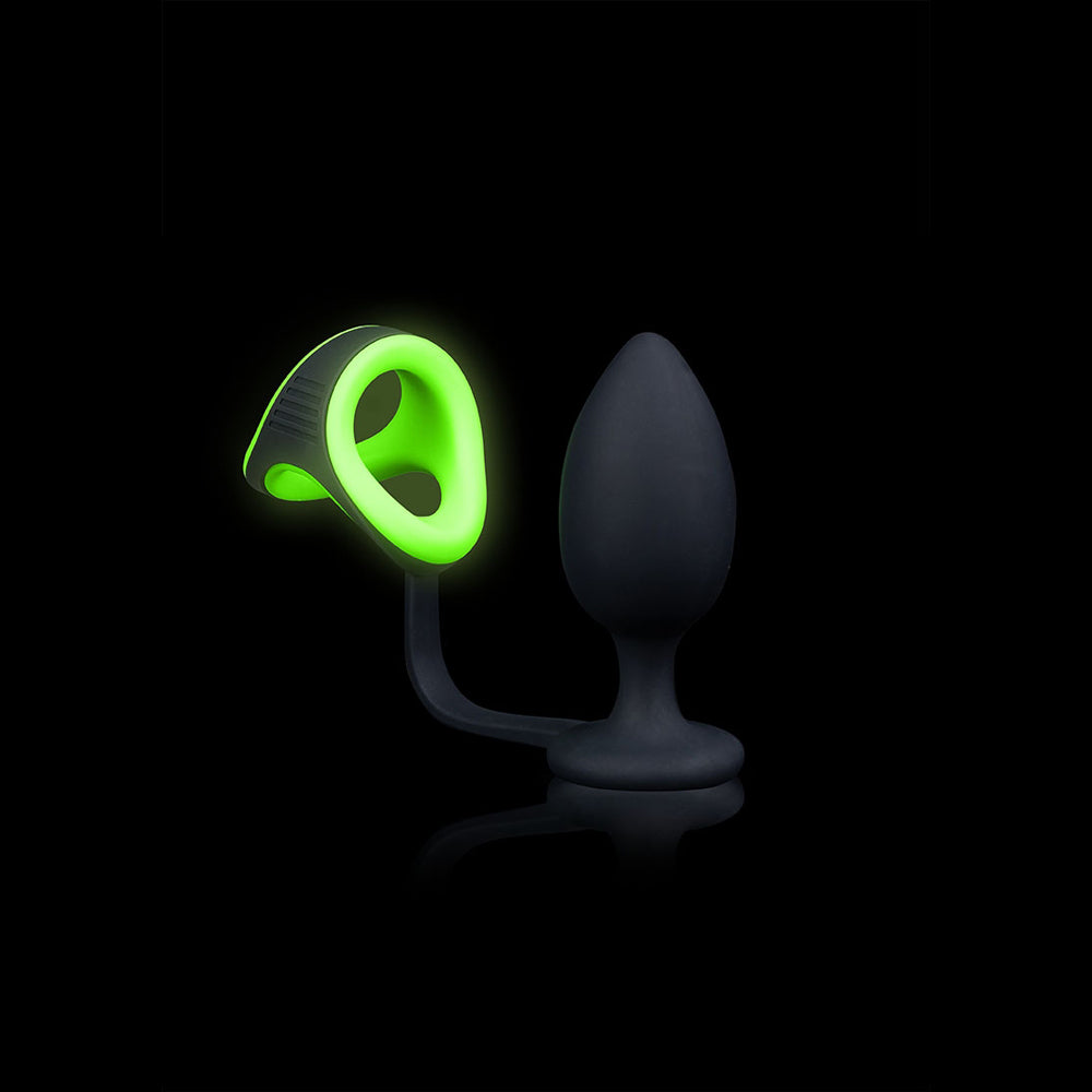 Ouch! Glow-in-the-Dark Butt Plug with Cock Ring and Ball Strap – Anal Sex Toy