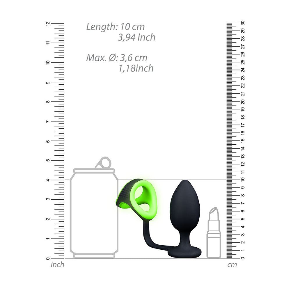 Ouch! Glow-in-the-Dark Butt Plug with Cock Ring and Ball Strap – Anal Sex Toy