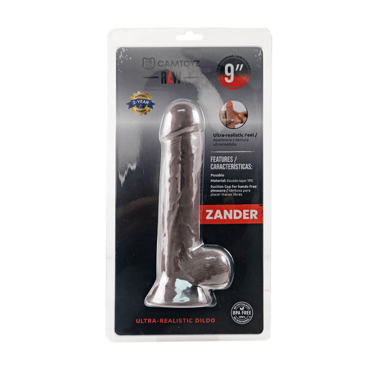 Zander Ultra-Realistic 9-Inch Dildo - Raw Coffee Color