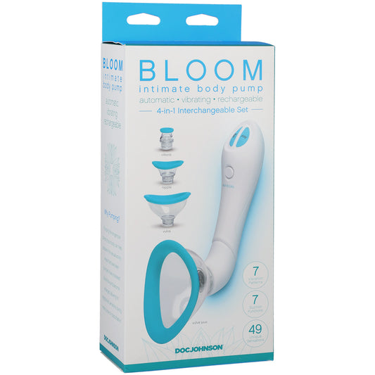 Bloom Intimate Body Pump - Automatic Vibrating, Rechargeable Sex Toy - Sky Blue/White