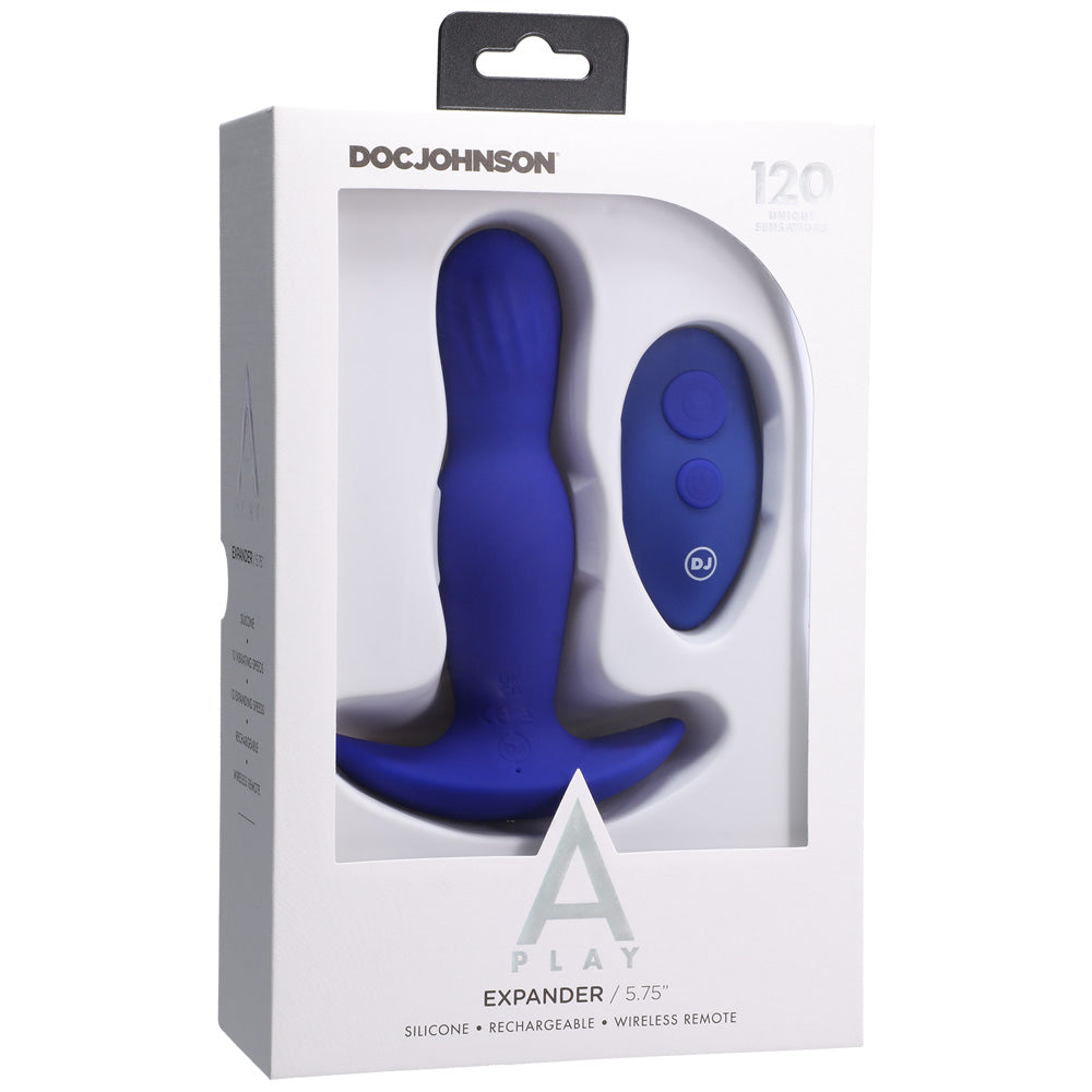 A-Play Expander Rechargeable Silicone Anal Plug with Remote Control - Royal Blue
