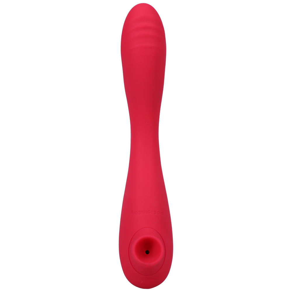 Rechargeable Pink Clitoral Stimulator with Bendable G-Spot Vibrator – 2-in-1 Suction and Vibration Toy