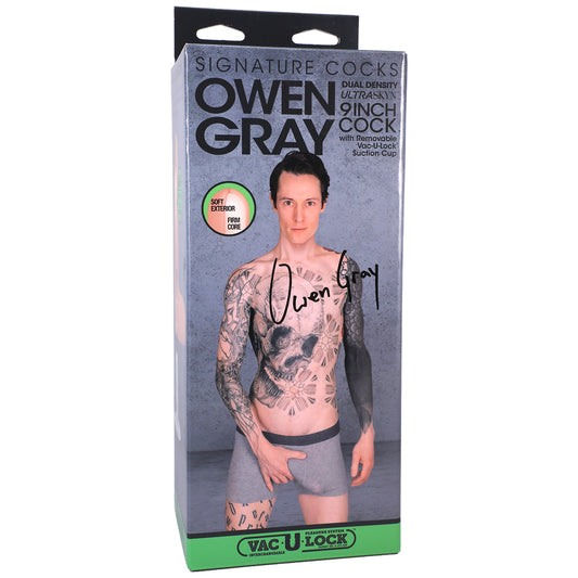 Signature Cocks Owen Gray 9" Ultraskyn Cock With Removable Vac-U-Lock Suction Cup Vanilla