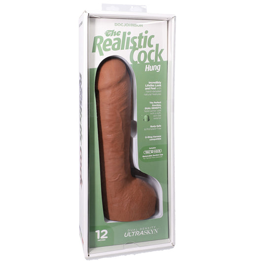 The Realistic Cock Hung Ultraskyn 12" With Balls Caramel