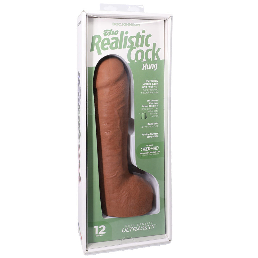 The Realistic Cock Hung Ultraskyn 12" With Balls Caramel