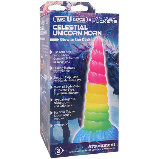 Vac-U-Lock X Fantasy Fuckers Glow In The Dark Celestial Unicorn Horn Multi-Colored