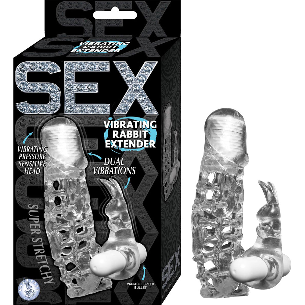 Clear Vibrating Rabbit Extender Sex Toy