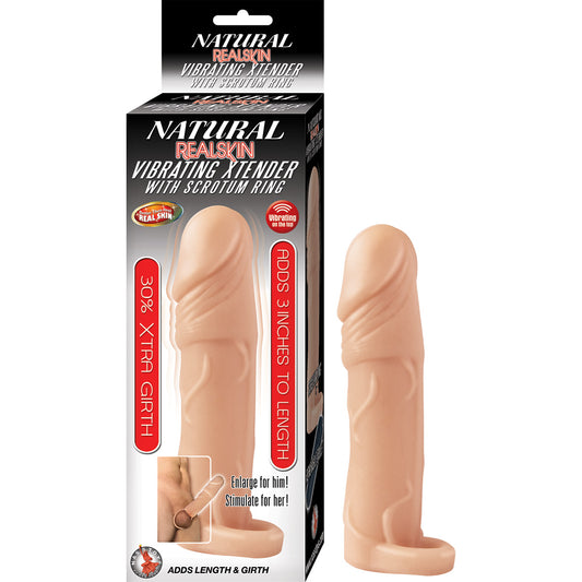 RealSkin Vibrating Xtender with Scrotum Ring – Flesh