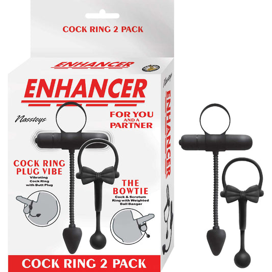 Black Enhancer Cock Rings 2-Pack for Men