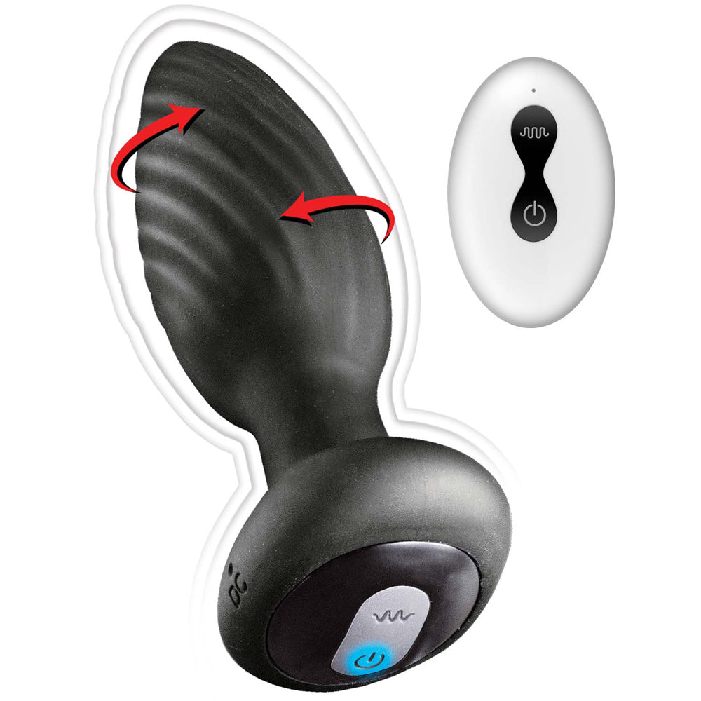 Ass-Sation Remote Vibrating & Rotating Anal Plug Black