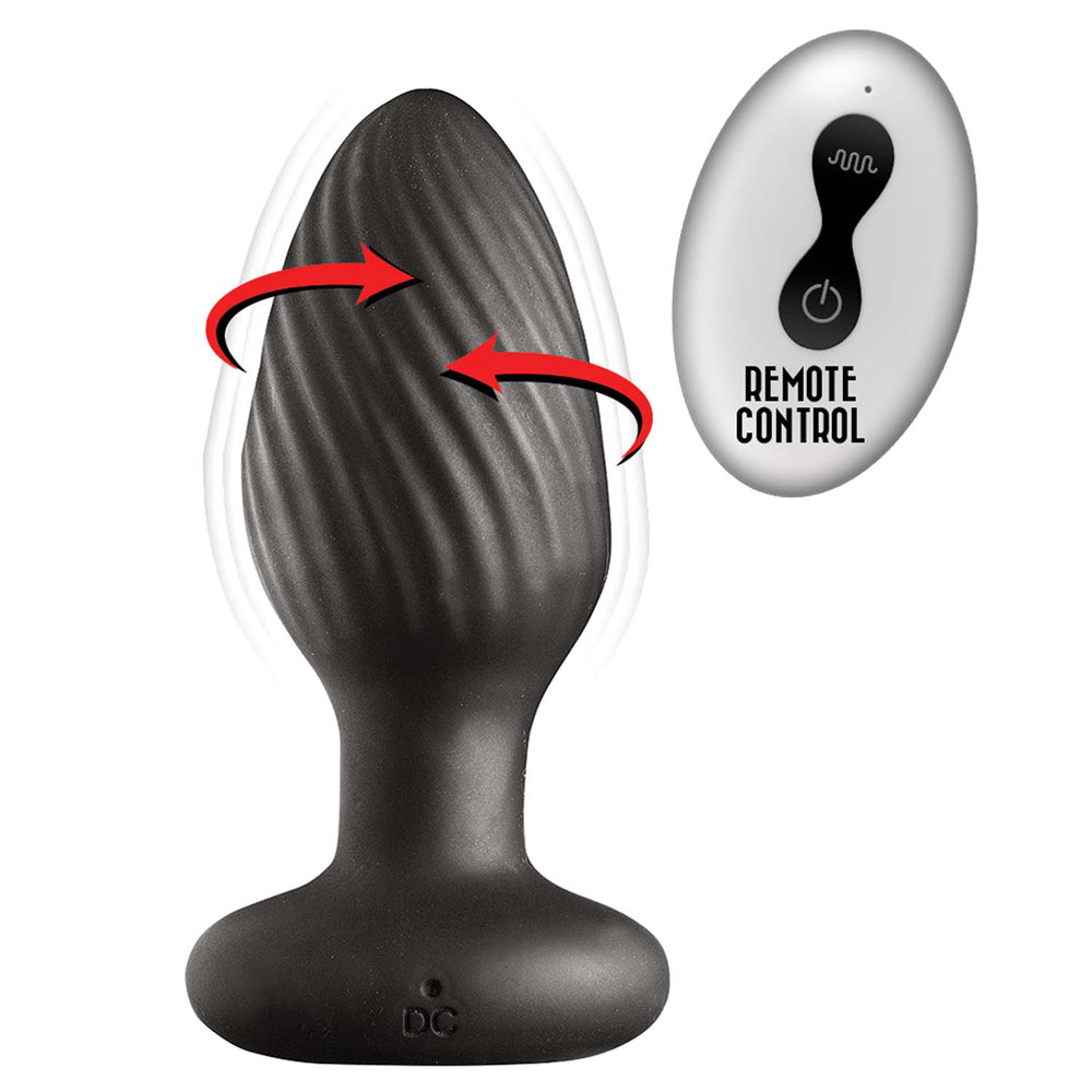 Ass-Sation Remote Vibrating & Rotating Anal Plug Black