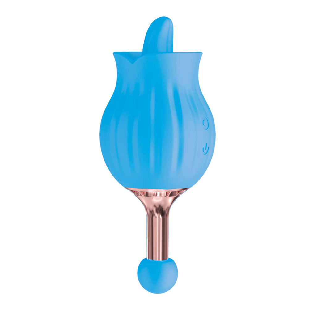 Clit-Tastic Rose Bud Dual Massager Blue