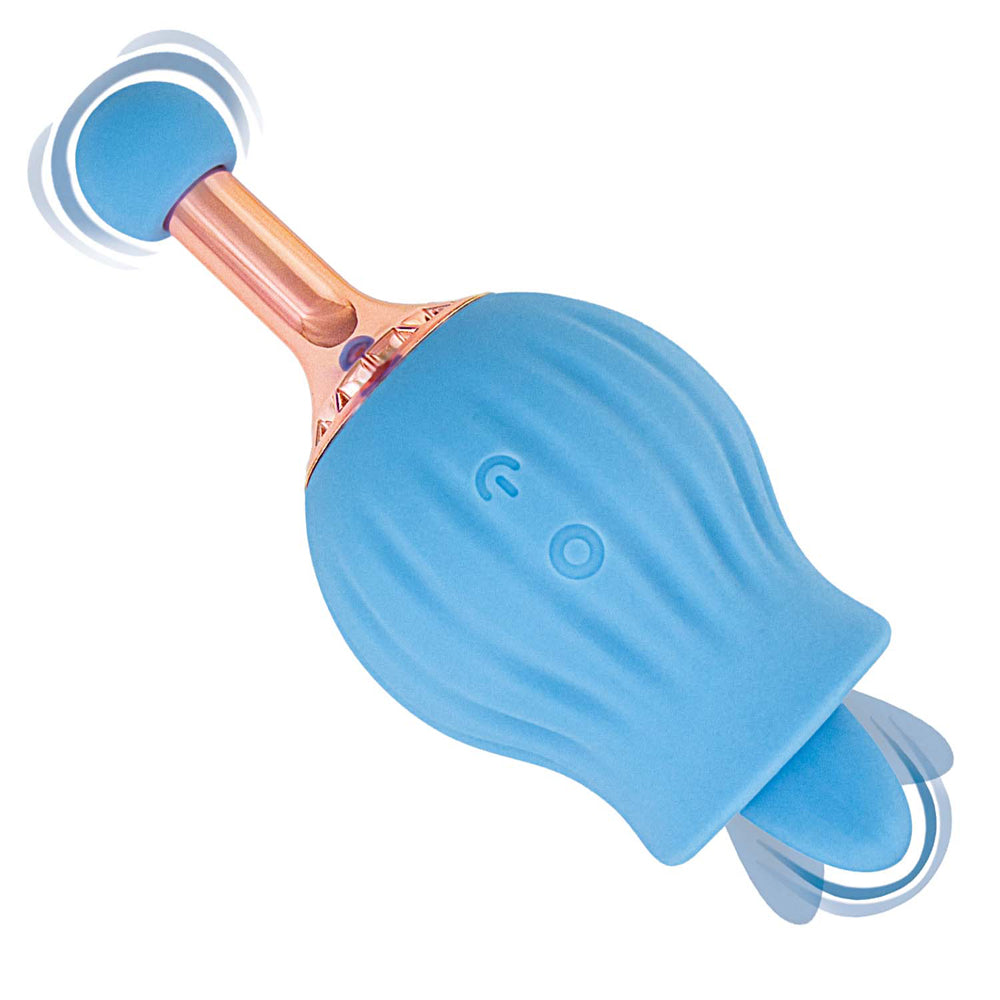 Clit-Tastic Rose Bud Dual Massager Blue