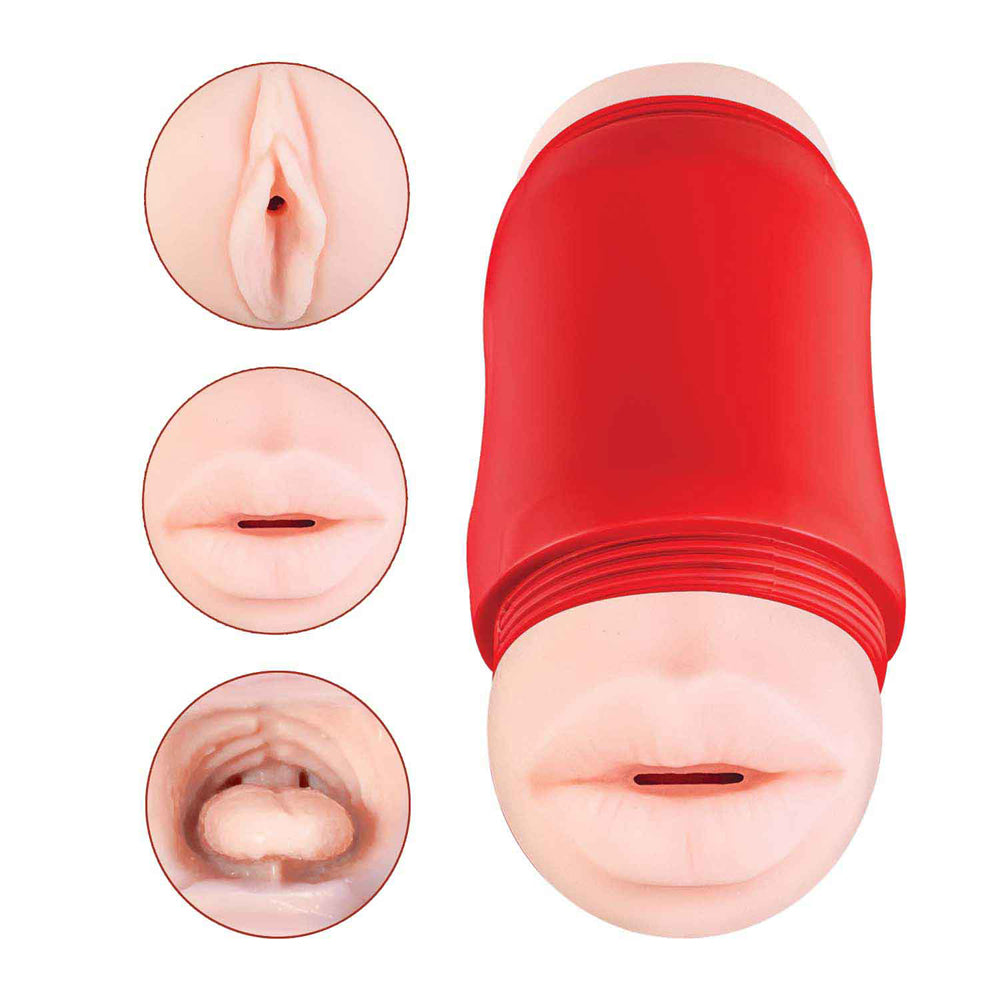 Delite Two-Way Mouth and Vaginal Stimulation Toy - White
