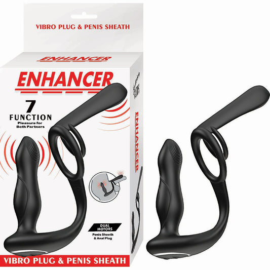 Enhancer Vibro Plug & Penis Sheath Black