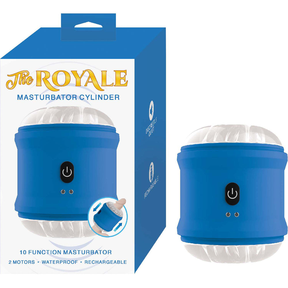 The Royale Masturbator Cylinder Blue – Textured Male Masturbator Sleeve for Intense Stimulation