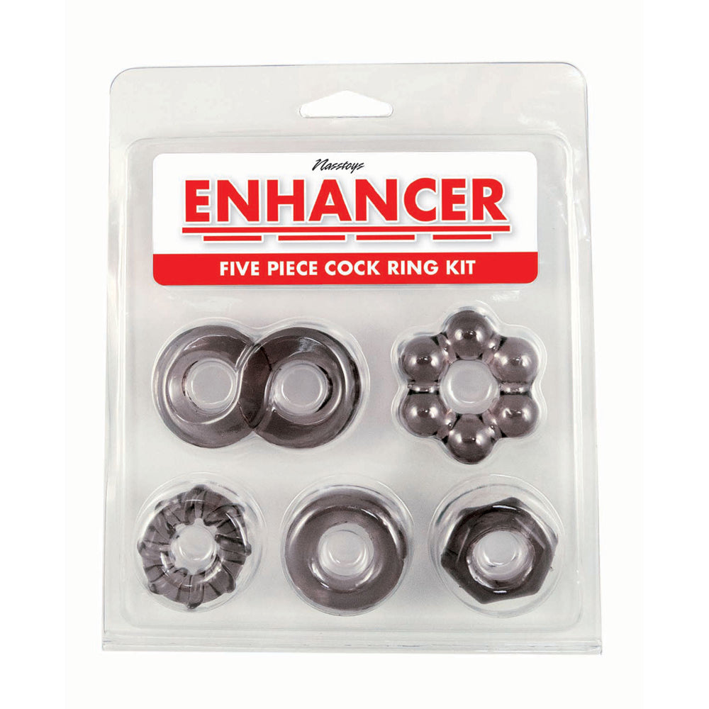 Enhancer Five Piece Cock Ring Set Black