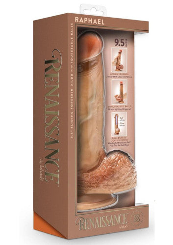 Renaissance Raphael Silicone Sliding Foreskin Dildo with Squeezable Balls 9.5in – Intense Power