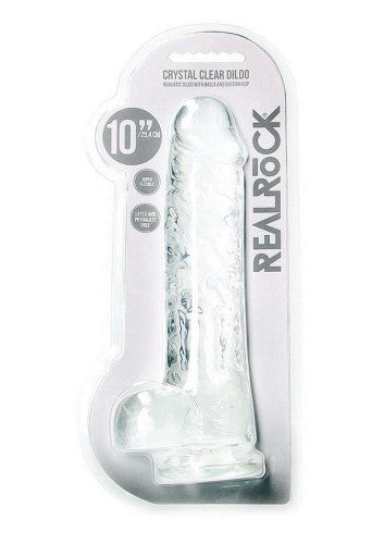 RealRock Crystal Clear Impressive Realistic Dildo with Balls - 10in