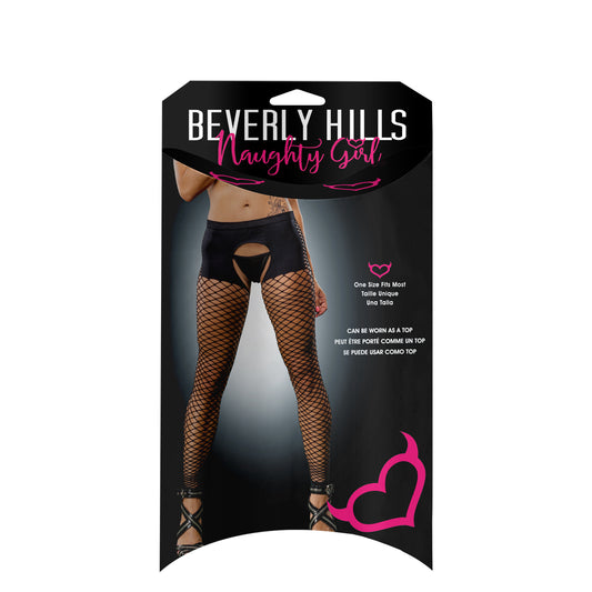 Crotchless Boyshort Lingerie with Mesh Bottom – Buttless Leggings for Women, Black