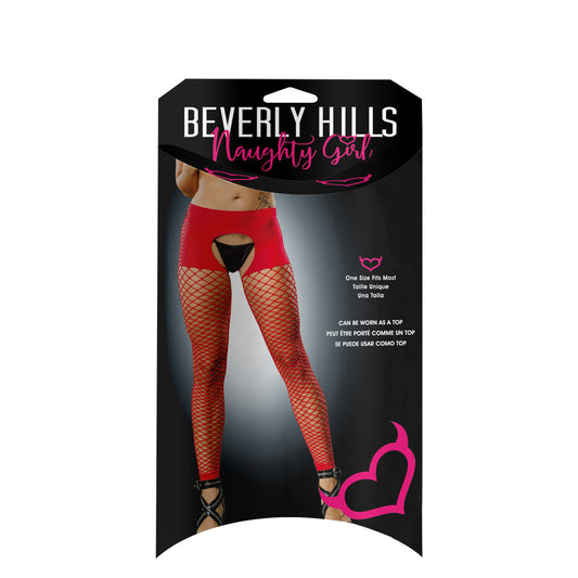 Red Crotchless Mesh-Bottom Leggings for Women – Buttless Short Style