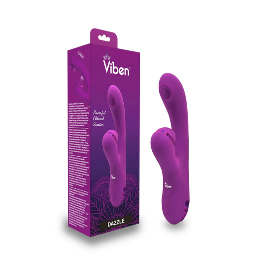 Viben Zazzle Thumping Rabbit Vibrator with Clitoral Suction - Berry