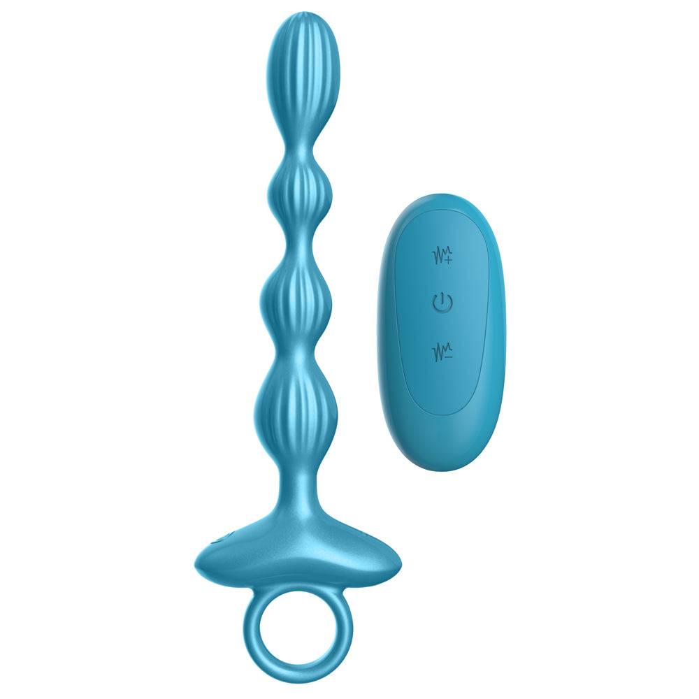 Gr41: Grooved Ring Luv Beads Metallic Blue