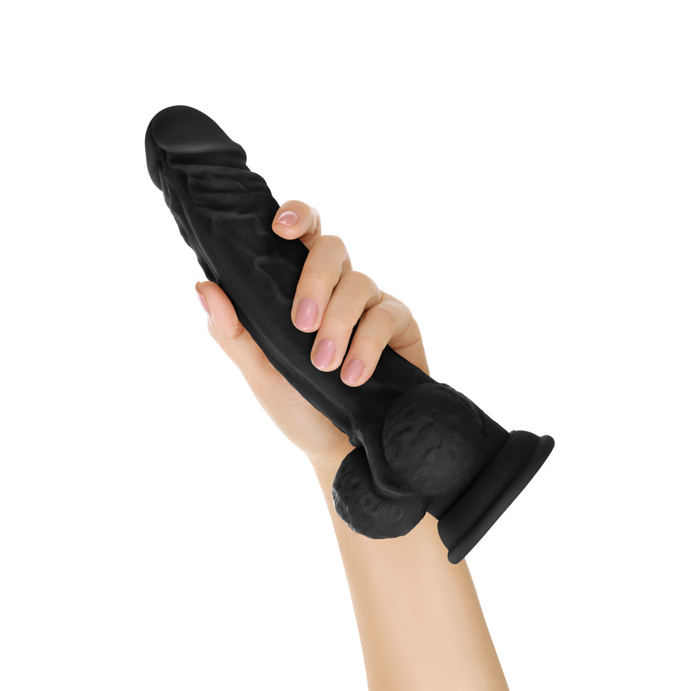 Model A 10.5" Liquid Silicone Dong W/Balls Black