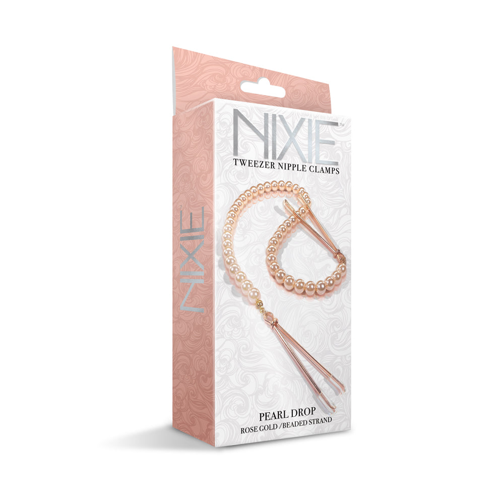 Nixie Adjustable Tweezer Clips With Pearls Rose Gold