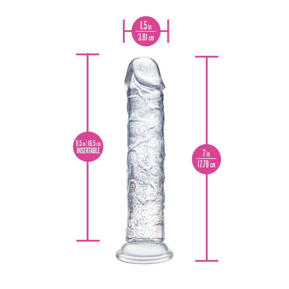 Naturally Yours Glamor Sparkling Clear 7" Dildo