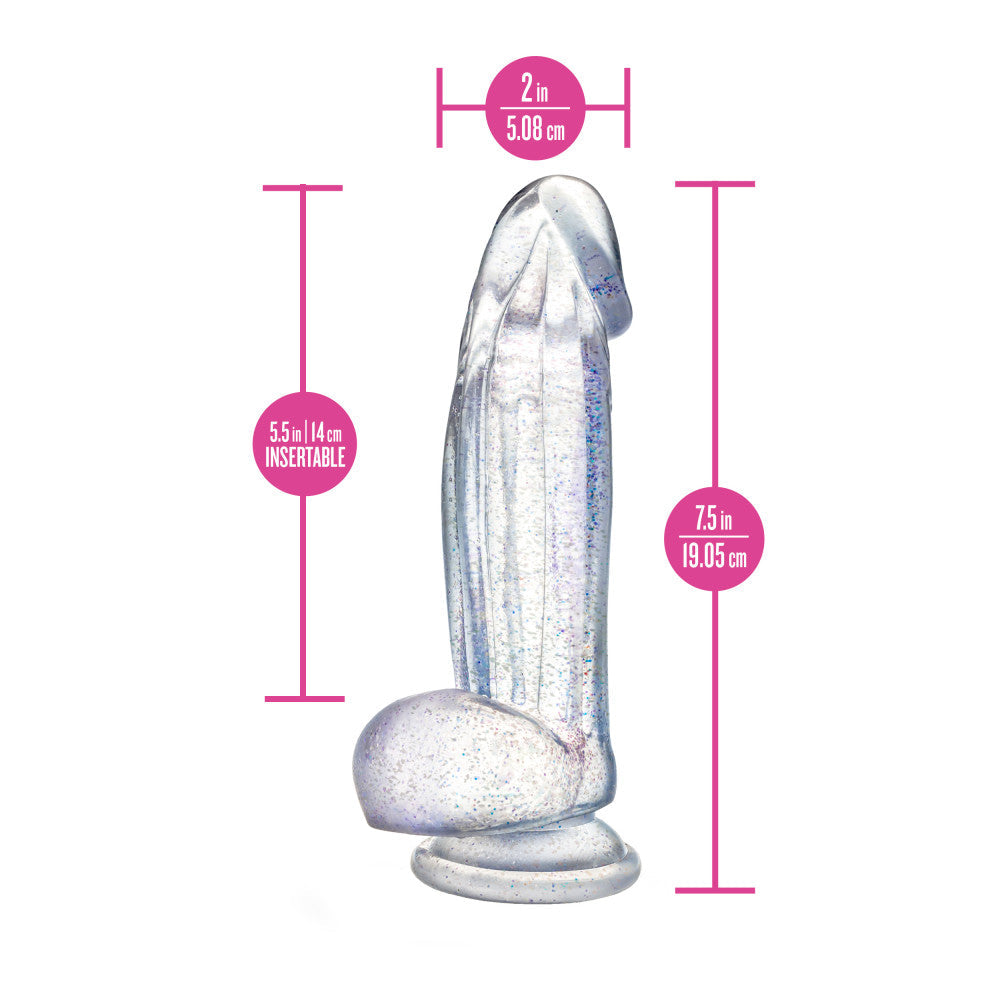 Naturally Yours Bling Sparkling Clear 7.5" Dildo