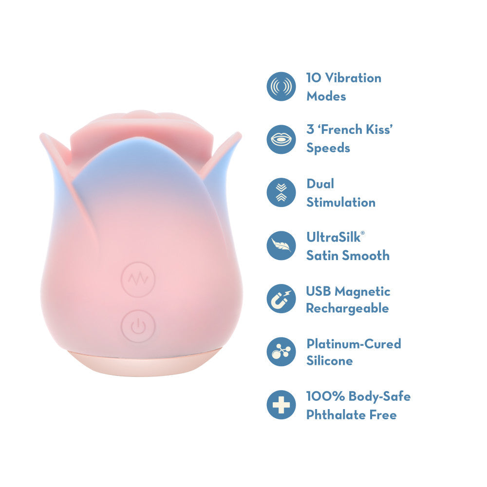 Blush Collection Kissing Rose – Pink Rechargeable Vibrator with Soft Silicone and Multiple Speeds