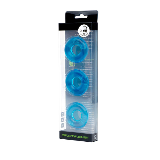 Sport Fucker SF Rubber Cock Ring 3-Pack – Ice Blue