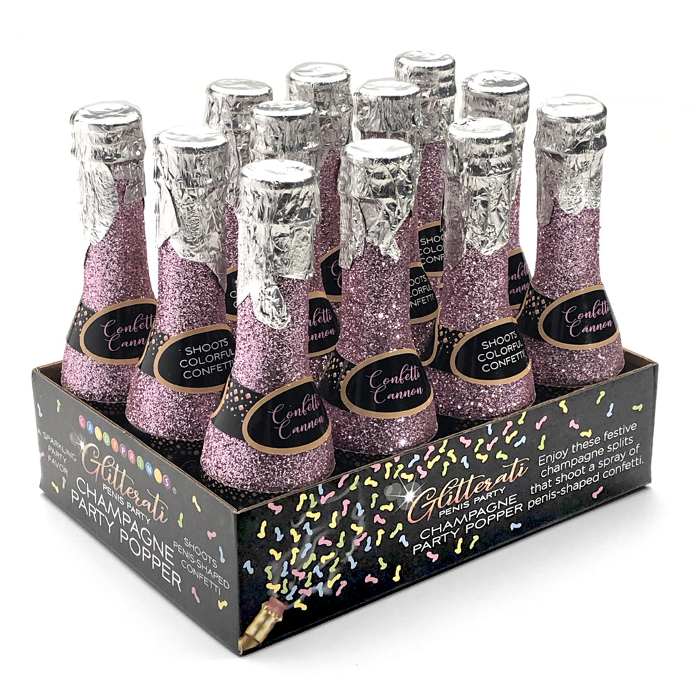 Glitterati Champagne Confetti - 12-Count Display for Parties