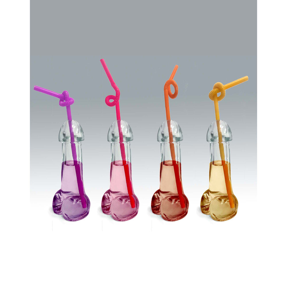 Glitterati 6 oz Penis-Shaped Drinking Glasses - 4 Pack
