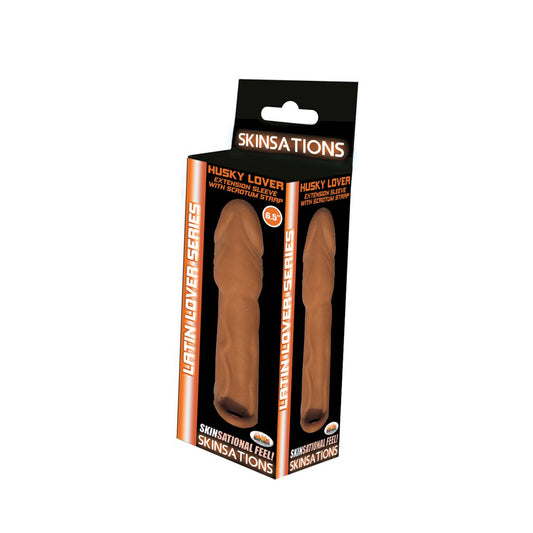 Skinsations Latin Lover Series Husky Lover Extension Sleeve With Scrotum Strap 6.5"