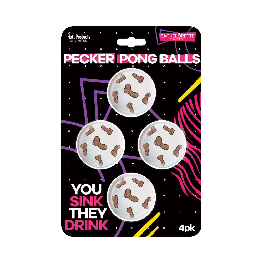 Pecker Beer Pong Balls – 4-Pack – Durable Plastic Beer Pong Game Balls