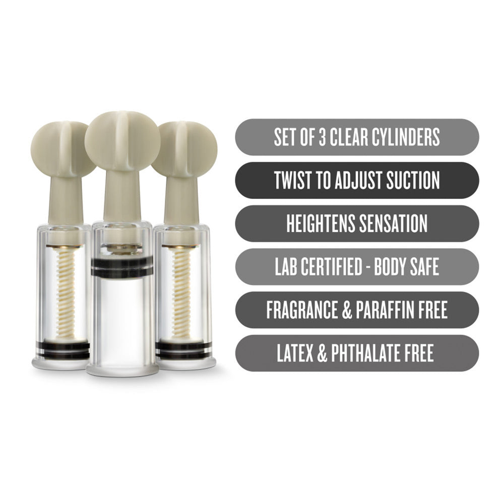 Temptasia Clit and Nipple Twist Suckers – Clear – Set of 3